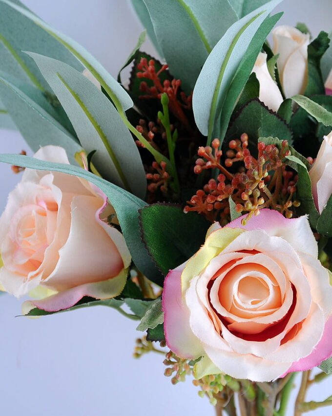 Artificial Flower 30*42CM Rose+Eucalyptus*15 GS-49519003-O1