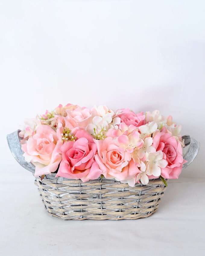 Artificial Flower 28*18*15CM Rose in basket GS-06919033-P1