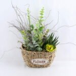 Artificial Flower 24*14*33CM Succulent in basket GS-30319005+P
