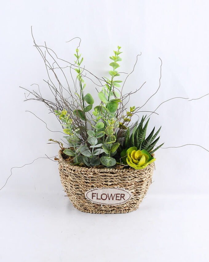 Artificial Flower 24*14*33CM Succulent in basket GS-30319005+P