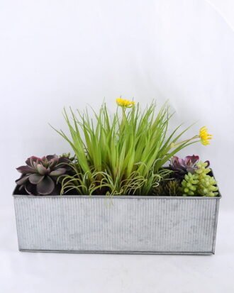 Artificial Flower 29.5*15.5*22CM Succulent in metal pot GS-30319009+P