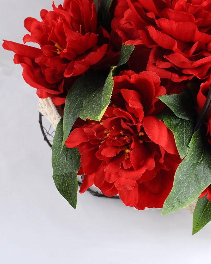 Artificial Flower 30*25*26cm peony in metal frame with flax bag GS-06919022-R1