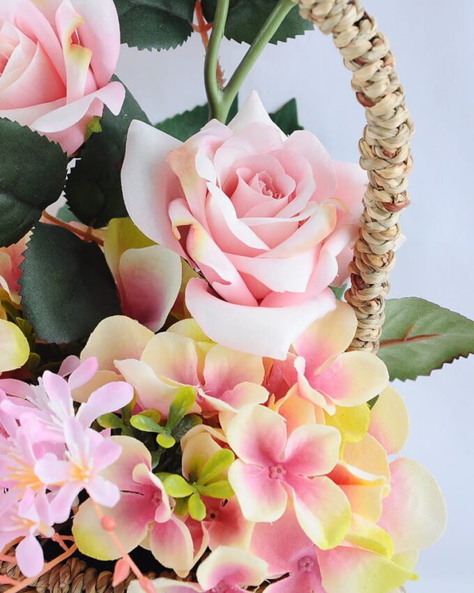 Artificial Flower 15*18*30cm rose hydrangea in basket GS-06919028-P1