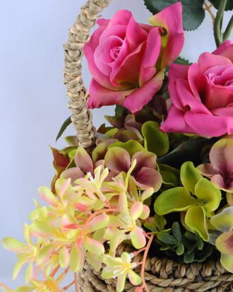Artificial Flower 15*18*30cm rose hydrangea in basket GS-06919028-R1