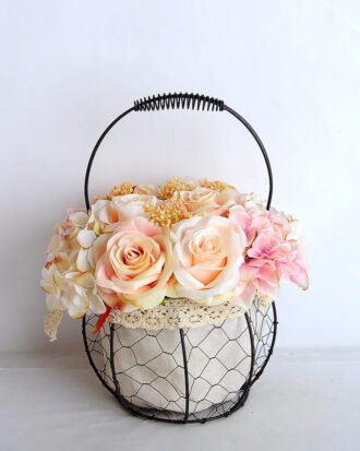 Artificial Flower 20*20*30cm rose hydrangea in basket GS-06919029-C1