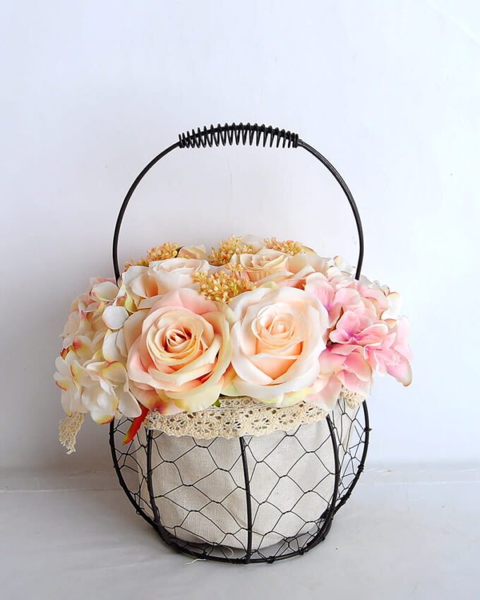 Artificial Flower 20*20*30cm rose hydrangea in basket GS-06919029-C1