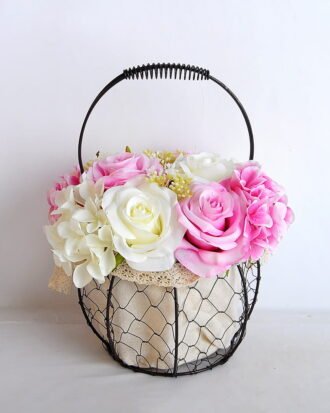 Artificial Flower 20*20*30cm rose hydrangea in basket GS-06919029-P2
