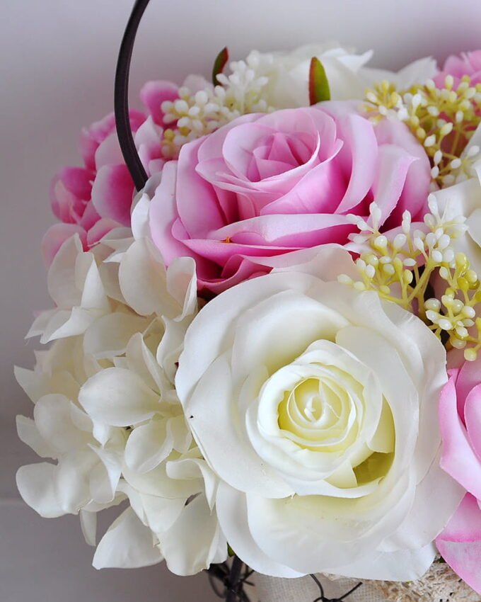 Artificial Flower 20*20*30cm rose hydrangea in basket GS-06919029-P2