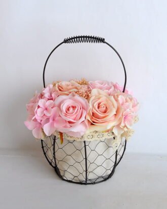 Artificial Flower 20*20*30cm rose hydrangea in basket GS-06919029-P3