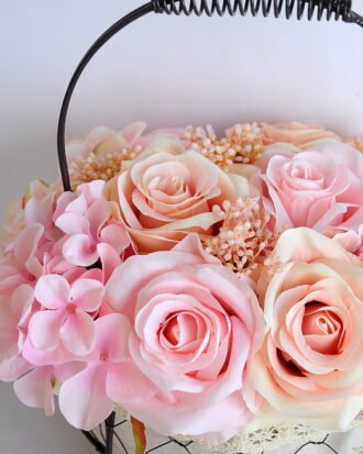 Artificial Flower 20*20*30cm rose hydrangea in basket GS-06919029-P3