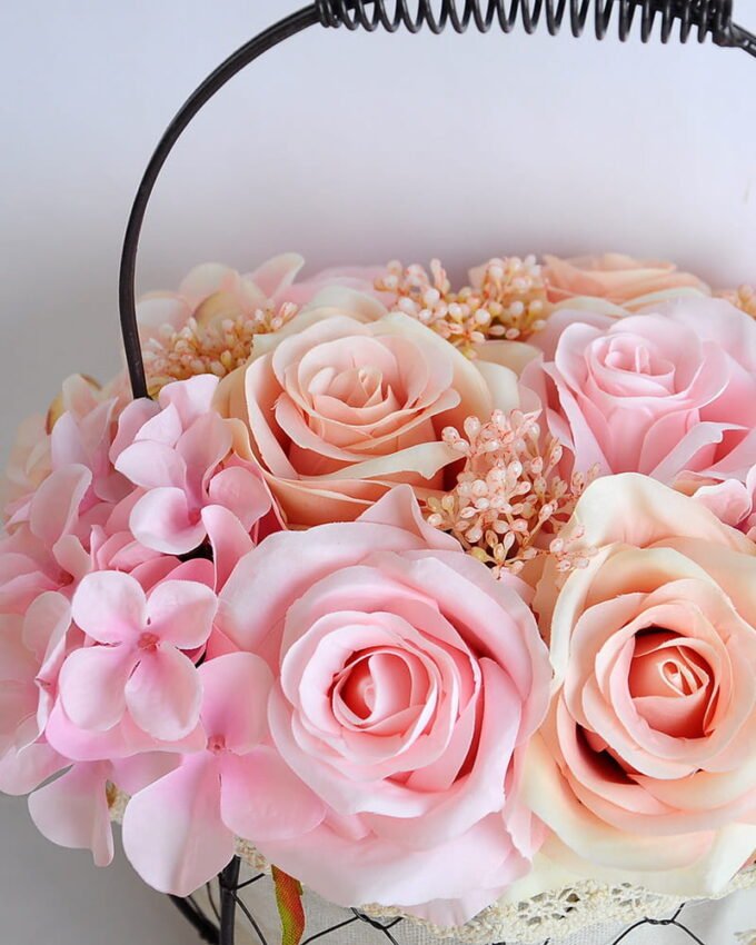 Artificial Flower 20*20*30cm rose hydrangea in basket GS-06919029-P3