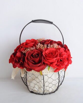 Artificial Flower 20*20*30cm rose hydrangea in basket GS-06919029-R1