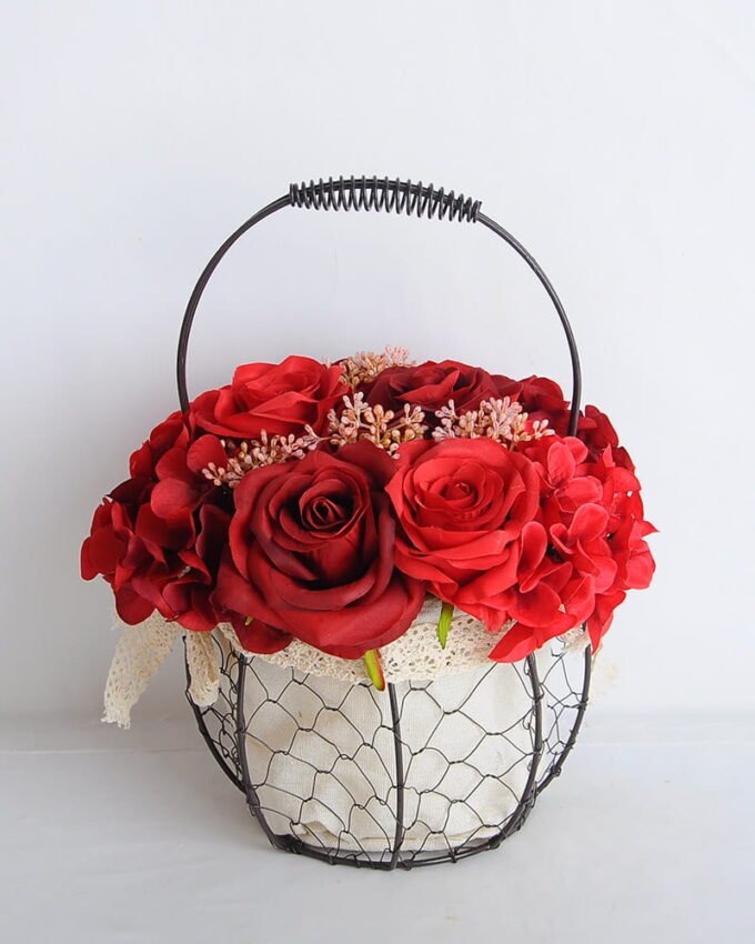 Artificial Flower 20*20*30cm rose hydrangea in basket GS-06919029-R1