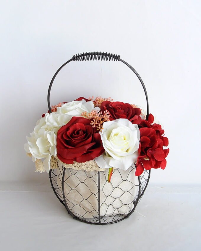 Artificial Flower 20*20*30cm rose hydrangea in basket GS-06919029-R2