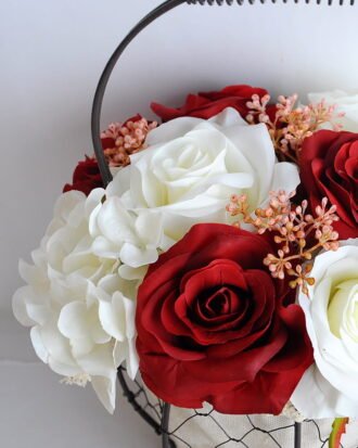 Artificial Flower 20*20*30cm rose hydrangea in basket GS-06919029-R2