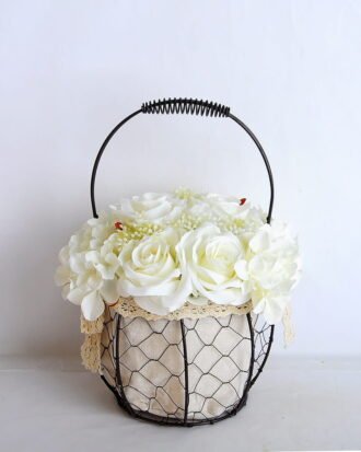 Artificial Flower 20*20*30cm rose hydrangea in basket GS-06919029-W3
