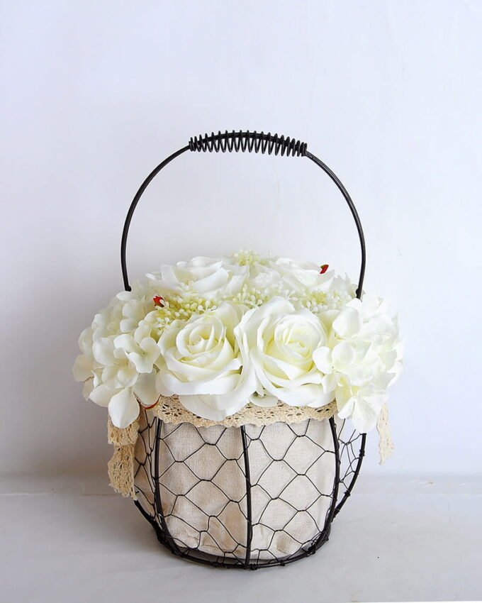 Artificial Flower 20*20*30cm rose hydrangea in basket GS-06919029-W3