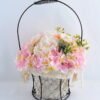 Artificial Flower 25*25*37cm rose hydrangea in metal frame with flax bag GS-06919023-P1