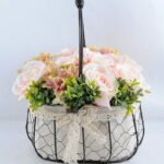 Artificial Flower 27*20*30cm rose hydrangea in metal frame with flax bag GS-06919024-P1