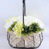Artificial Flower 27*20*30cm rose hydrangea in metal frame with flax bag GS-06919024-W1