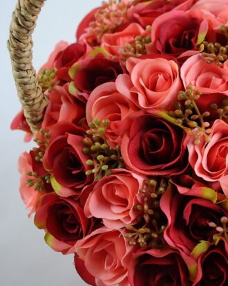 Artificial Flower 22*22*26cm rose in basket GS-06919027 Potted Flowers&Plants YeahFlower is one of Chinese leading OEM manufacturers and exporters , supplying the silk flowers, wholesale artificial trees Artificial Flower 22*22*26cm rose in basket GS-06919027