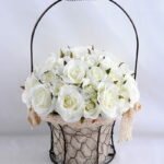Artificial Flower 25*25*36cm rose in metal frame with flax bag GS-06919025