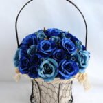 Artificial Flower 25*25*36cm rose in metal frame with flax bag GS-06919025-B1