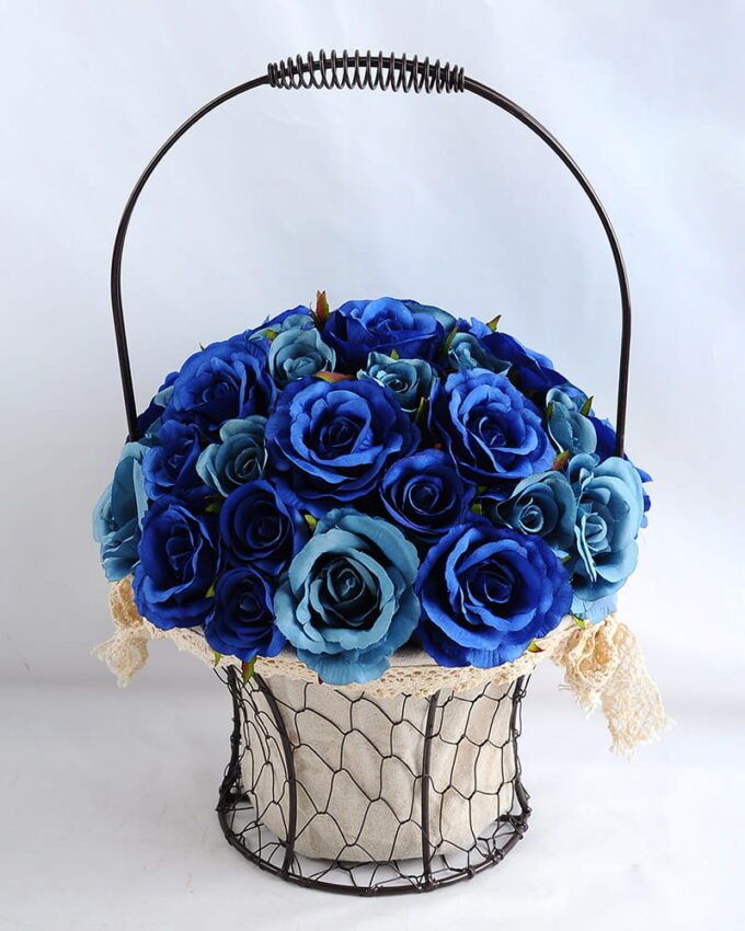 Artificial Flower 25*25*36cm rose in metal frame with flax bag GS-06919025-B1 1 Artificial Flower 25*25*36cm rose in metal frame with flax bag GS-06919025-B1
