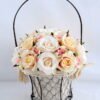 Artificial Flower 25*25*36cm rose in metal frame with flax bag GS-06919025-P1