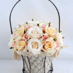 Artificial Flower 25*25*36cm rose in metal frame with flax bag GS-06919025-P1
