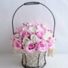 Artificial Flower 25*25*36cm rose in metal frame with flax bag GS-06919025-P2 1 Artificial Flower 25*25*36cm rose in metal frame with flax bag GS-06919025-P2