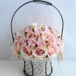 Artificial Flower 25*25*36cm rose in metal frame with flax bag GS-06919025-P3