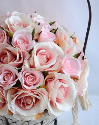Artificial Flower 25*25*36cm rose in metal frame with flax bag GS-06919025-P3
