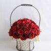 Artificial Flower 25*25*36cm rose in metal frame with flax bag GS-06919025-R1