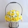 Artificial Flower 25*25*36cm rose in metal frame with flax bag GS-06919025-Y1