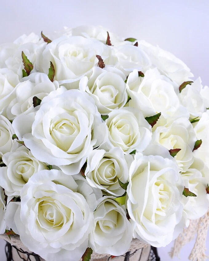 Artificial Flower 25*25*36cm rose in metal frame with flax bag GS-06919025