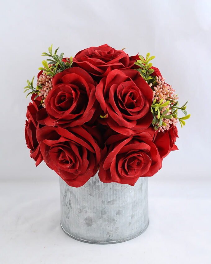 Artificial Flower 20*20*22CM rose in tin pot GS-06919016+P-R1
