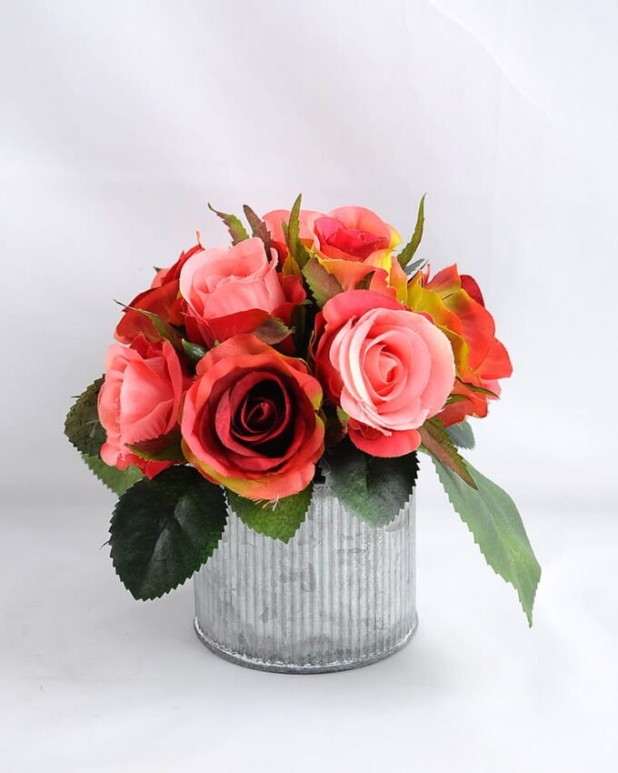 Artificial Flower 15*15*15cm rose in tin pot GS-06919021+P-R1