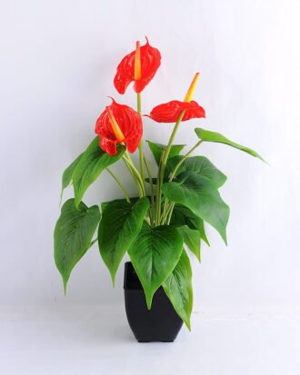 Artificial Tree ANTHUNIUM PLANT *3 W/ PLASTIC POT GS-0450173-GSML