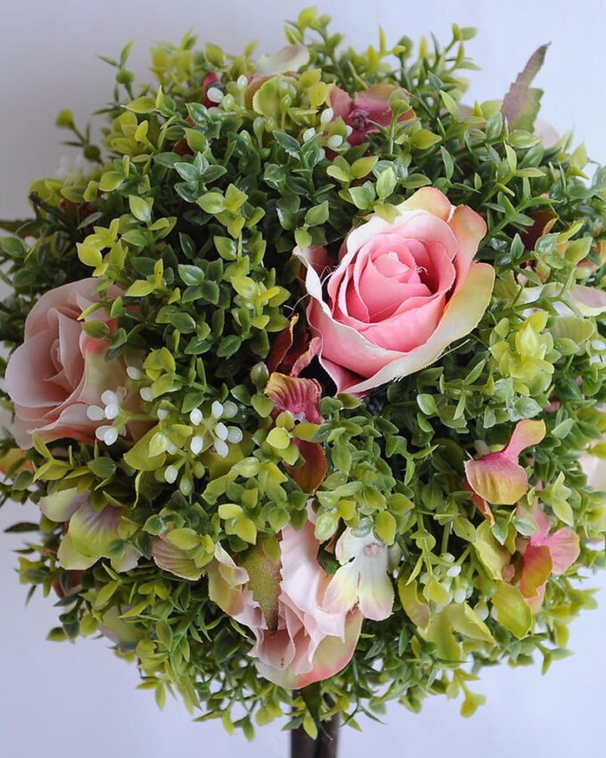 Artificial Tree TOPIARY BALL WITH ROSE IN PAPER POT GS-0690530A-P1