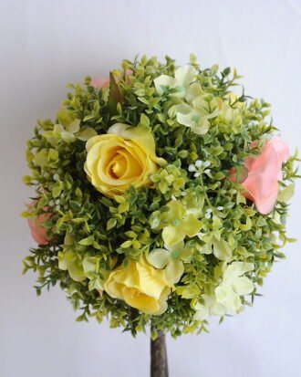 Artificial Tree TOPIARY BALL WITH ROSE IN PAPER POT GS-0690530A-Y1