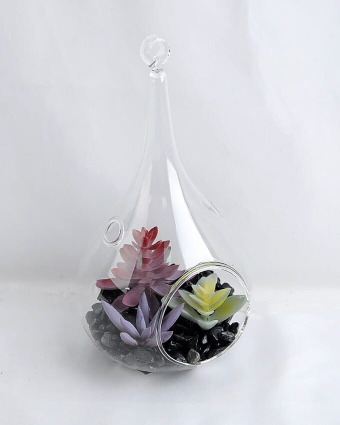 Artificial succulent 10*19CM Succulent in glass pot GS-52719041