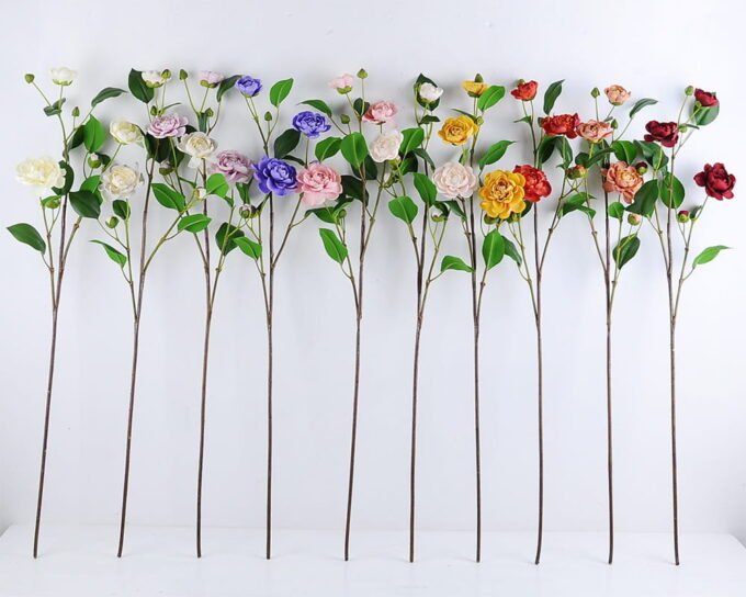 Artificial Flower 26*81CM Camellia Rose Spray*3 GVC-19-2657-Z2