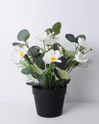 Artificial Flower 28*30*34CM Daisy&Eucalyptus In Plastic Pot GS-52719089