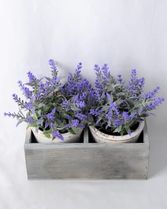 Artificial Flower 26*16*21cm Lavender in cement pot with wooden frame GS-03319288