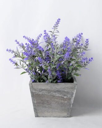Artificial Flower 26*16*21cm Lavender in cement pot with wooden frame GS-03319288