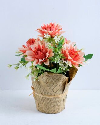 Artificial Flower 23*24*25CM Peony in plastic pot with paper GS-05520002