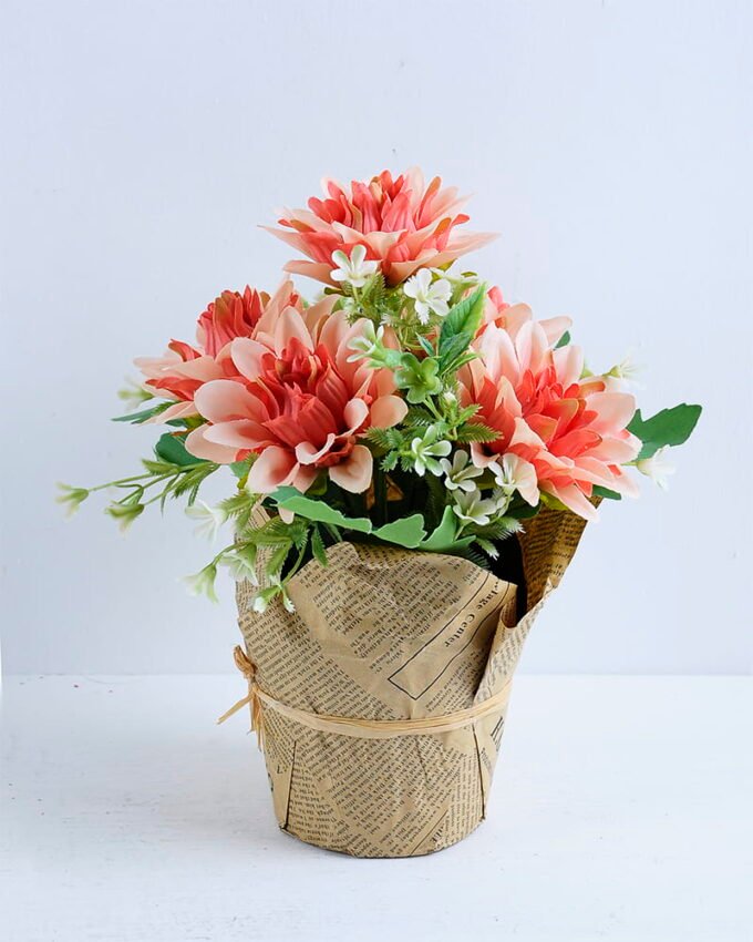 Artificial Flower 23*24*25CM Peony in plastic pot with paper GS-05520002