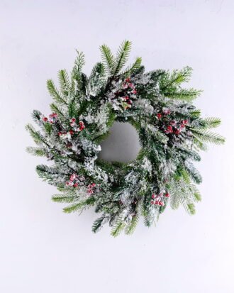 Artificial Plant D:60*11CM Pine needle&berry wreath GS-13519003
