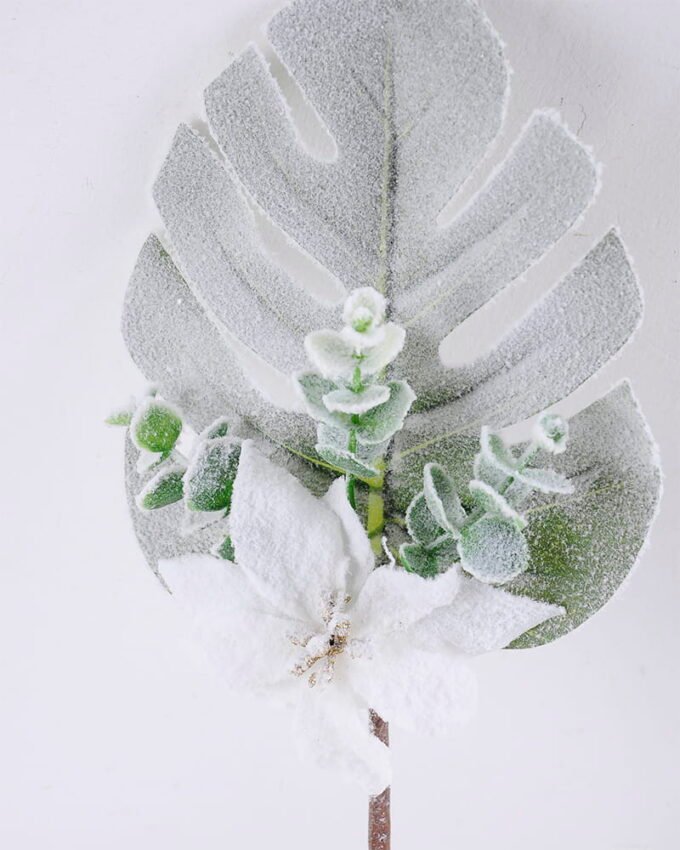 Artificial Plant 13*31cm Poinsettia & Monstera Spray GS-56919063 2 Artificial Plant 13*31cm Poinsettia & Monstera Spray GS-56919063